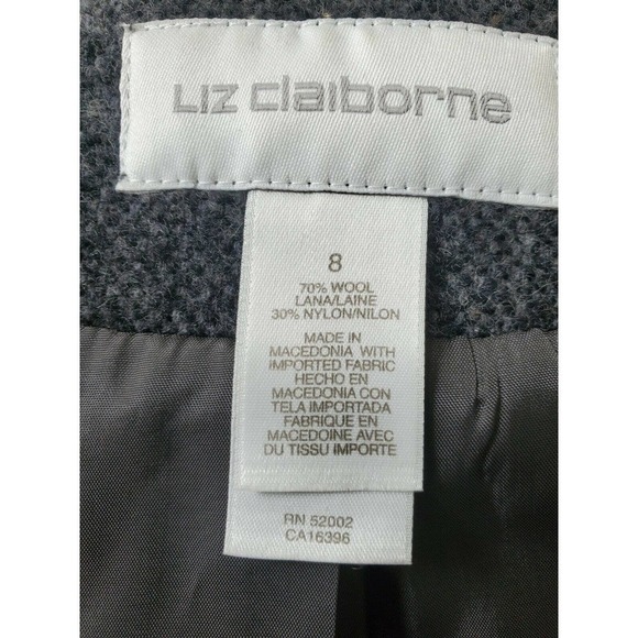 Liz Claiborne Women's Gray Wool & Nylon Long Sleeve 3 Buttons Fitted Blazer 8 - Picture 9 of 11